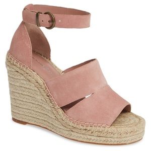 Treasure Bond Pink Leather Strap Wedges